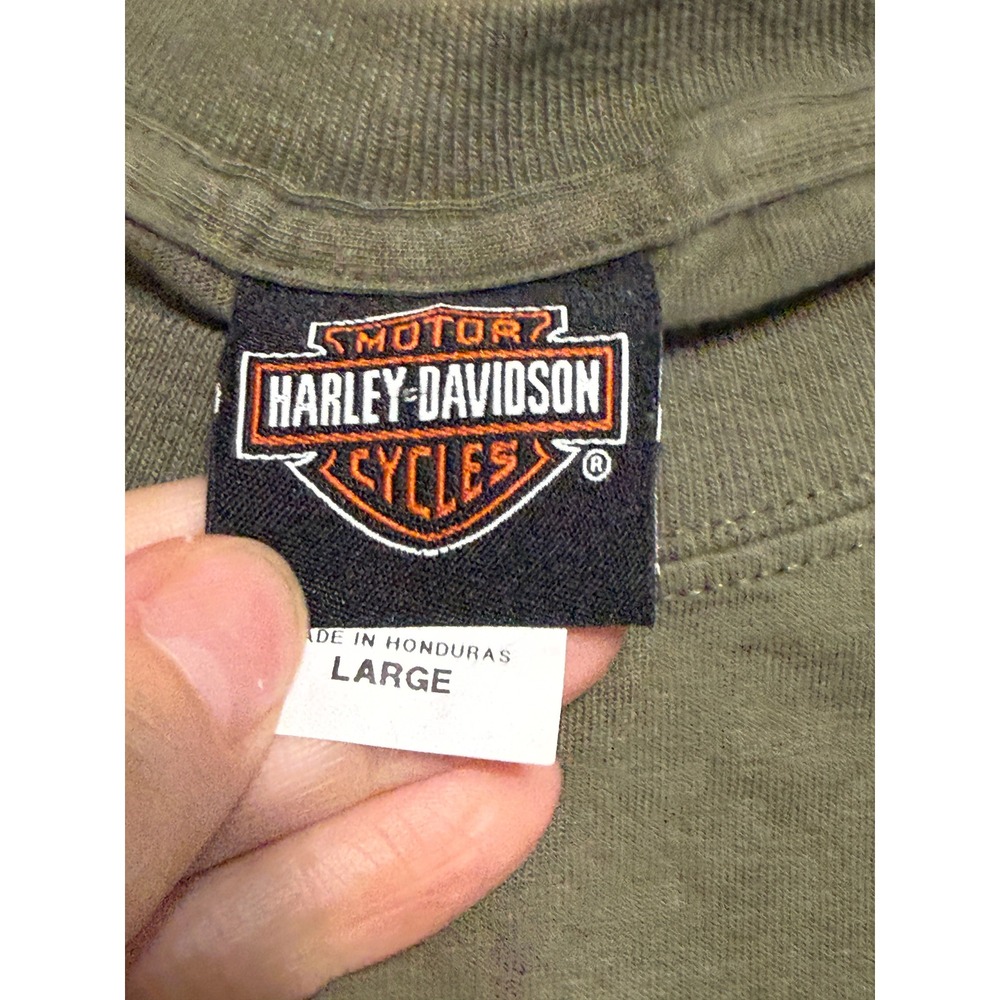 Harley Davidson T-Shirt Mens Size Large Green Short Sleeve Eagle Graphic Tee - Picture 7 of 12